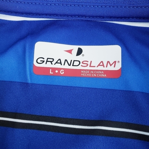 NWT Men's Grand Slam Golf Polo Shirt Blue & Red Stripes Short Sleeve - Picture 7 of 8
